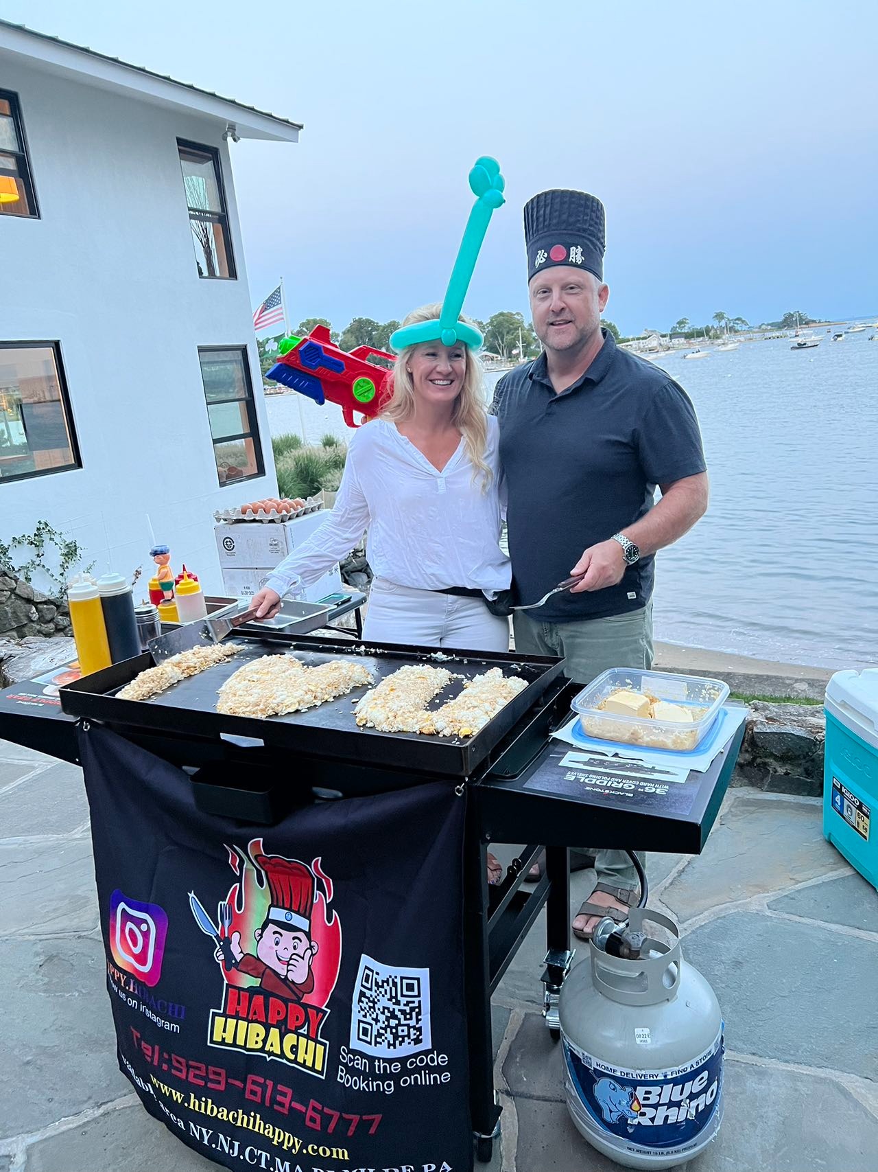 Hibachi salmon fillet grilled at New Hampshire private dinner