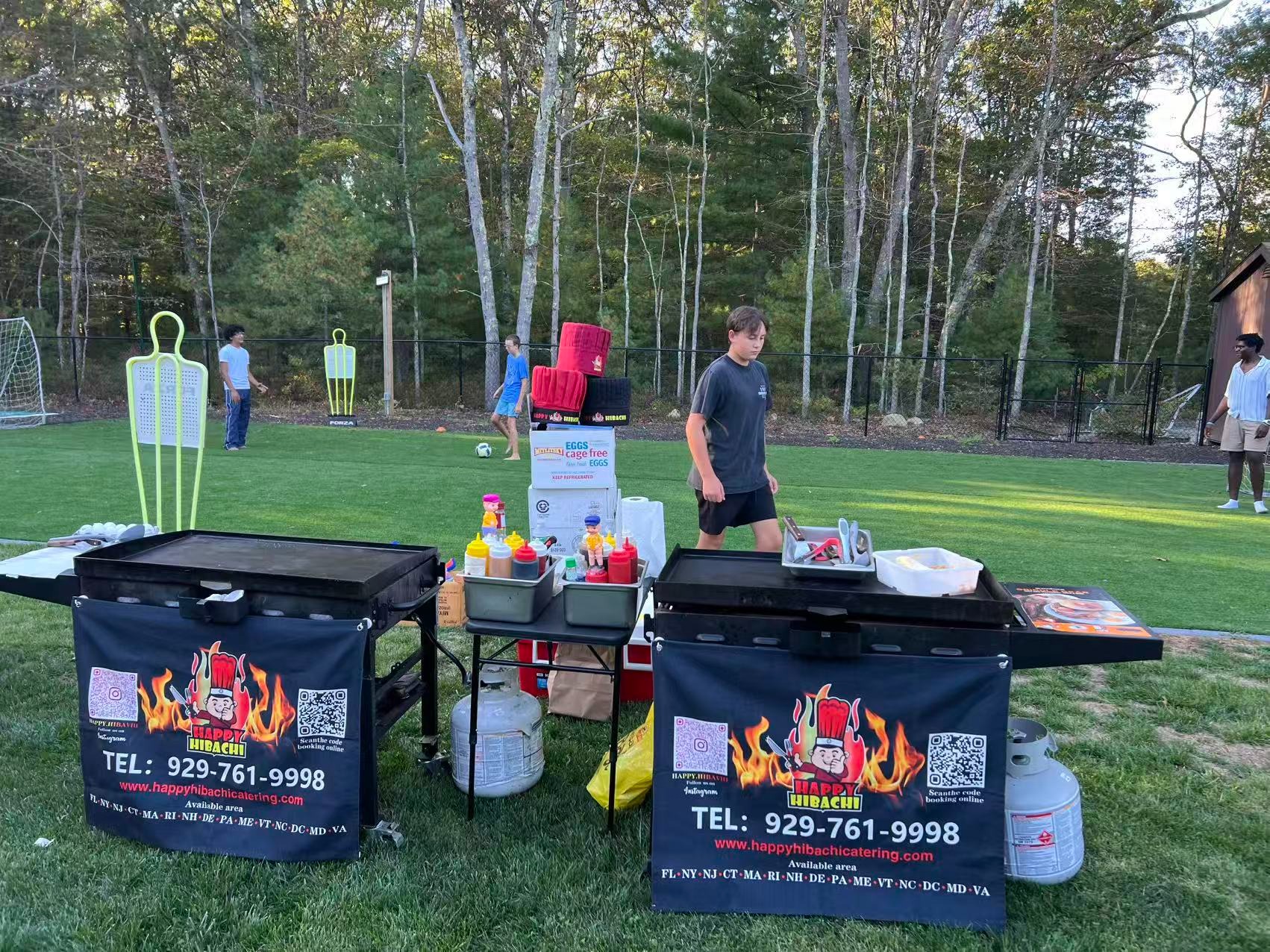 Hibachi sea scallops cooked fresh at New Hampshire catering event